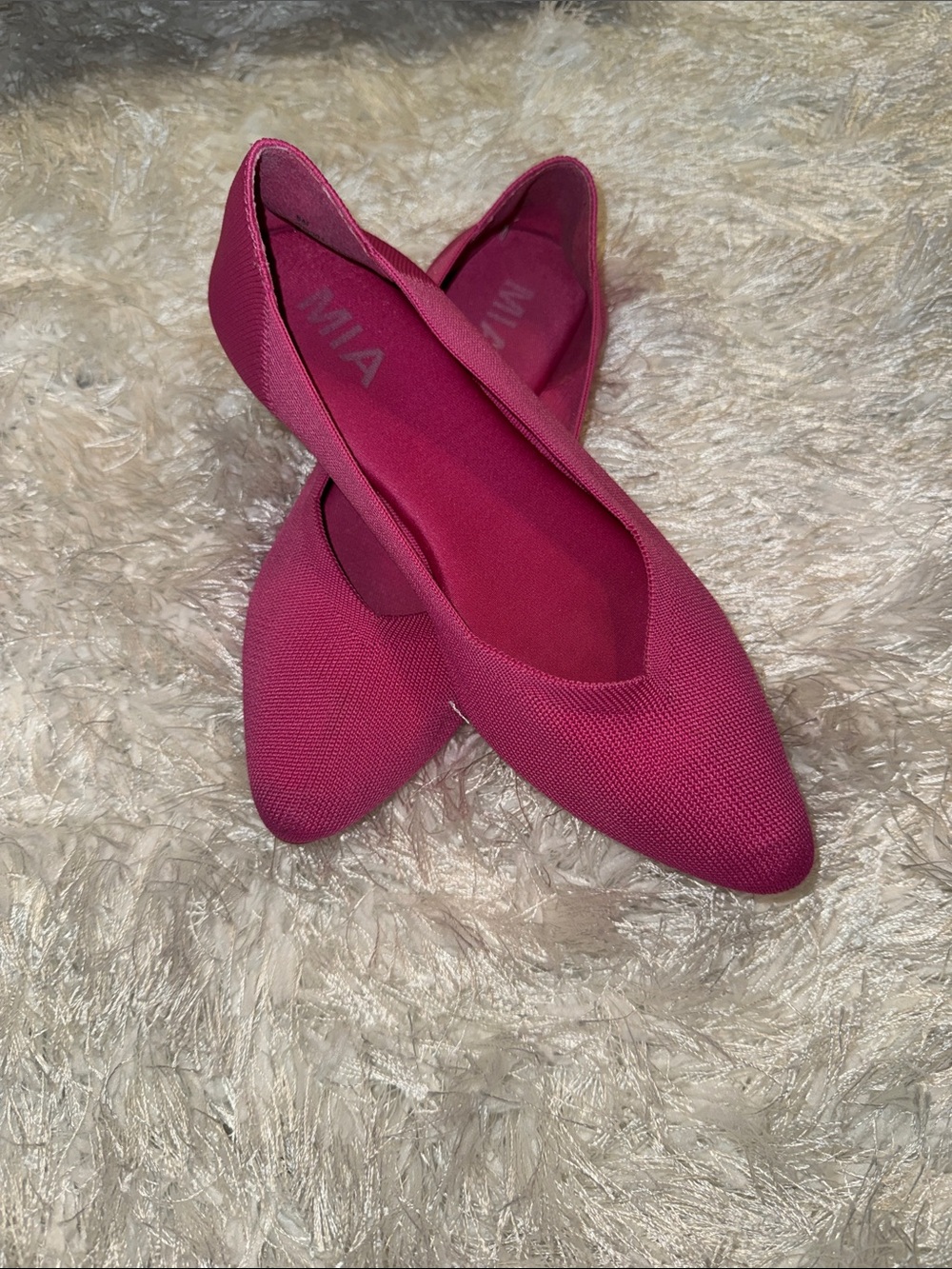 MIA Hot Pink Knit Pointed Ballet Flats